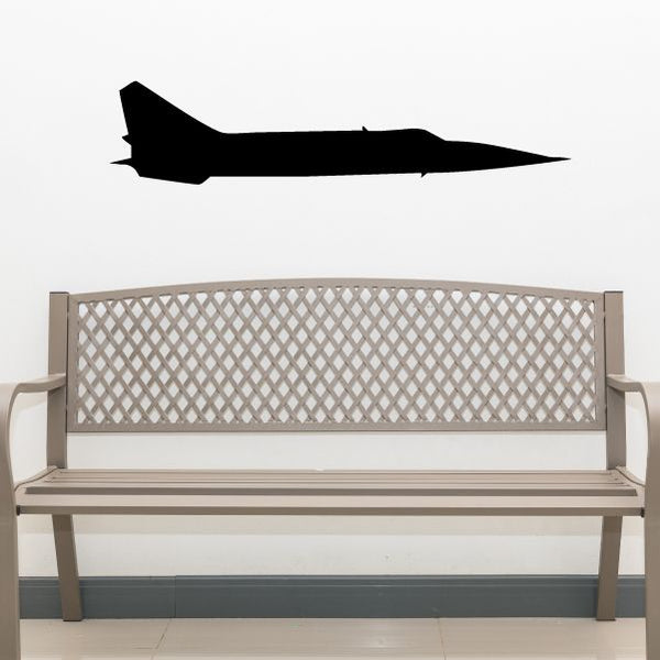 Jet aircraft wall decal, black vinyl airplane silhouette