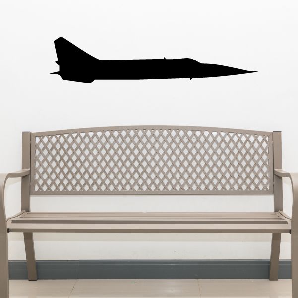 Jet aircraft wall decal, black vinyl airplane silhouette