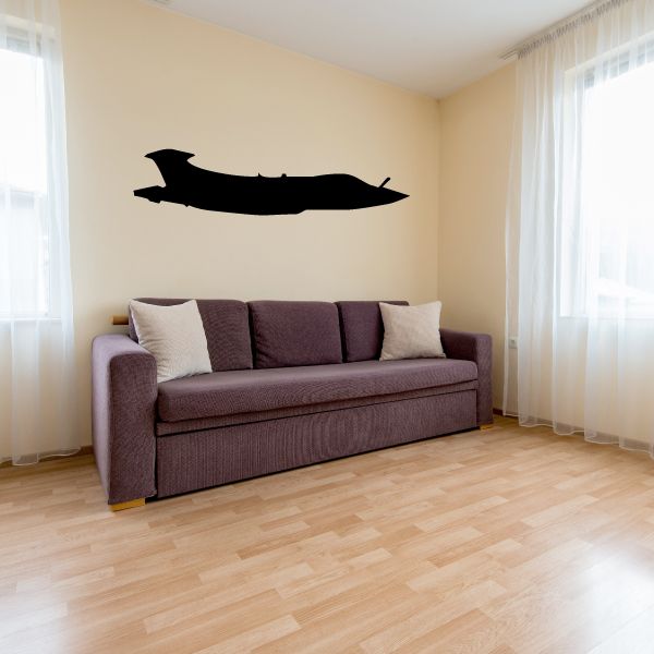Jet wall vinyl decal, black aircraft silhouette