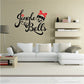 Jingle Bells bell printed wall decal with red bow and black bell design