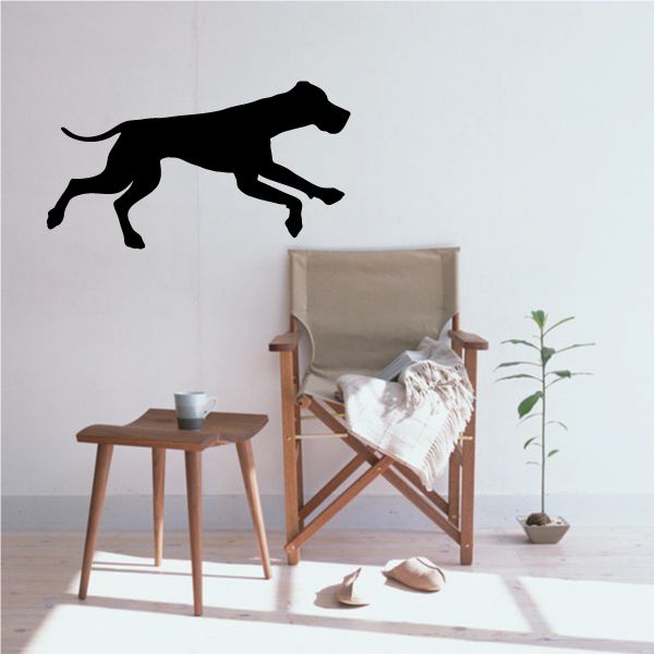 Running Great Dane decal silhouette, black dog figure