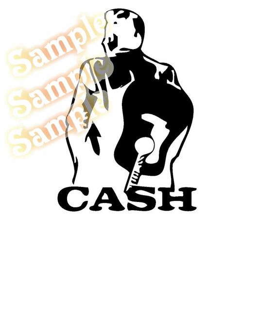 Image of Johnny Cash Back Guitar Decal