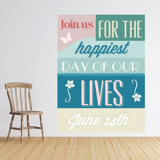 Image of Join Us For The Happiest Day Of Our Lives Custom Wedding Sticker