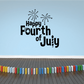Wall decal with Happy Fourth of July text in black and white dot fireworks