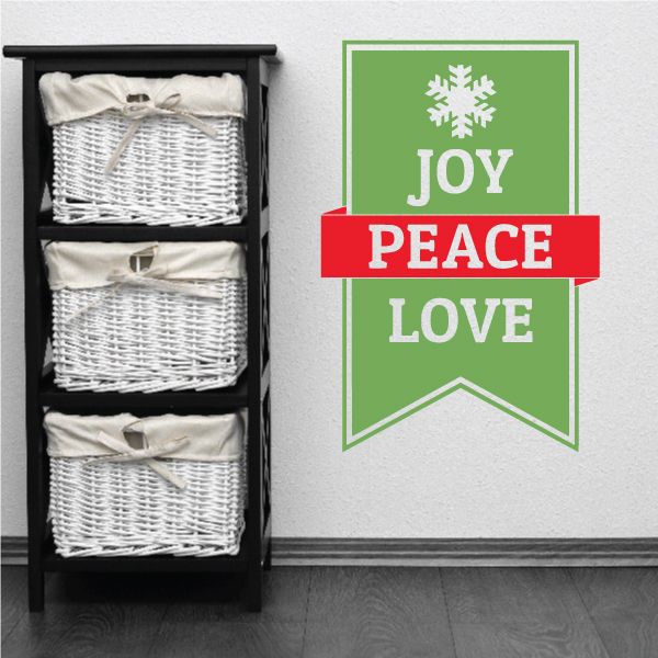 Image of Joy Peace Love Snowflake Banner Decal