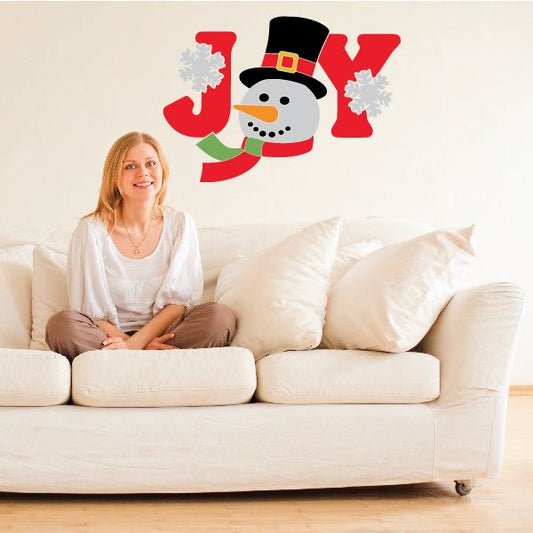 Image of Joy Snowman Quote Printed Decal