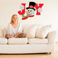 Snowman quote wall decal with black top hat, red accents, and colorful lettering