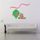 Decorative wall decal with green ornament and red 'Joy to the World' text