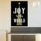 Joy to the World wall sticker, black tree with gold star and white 'JOY to the WORLD' lettering