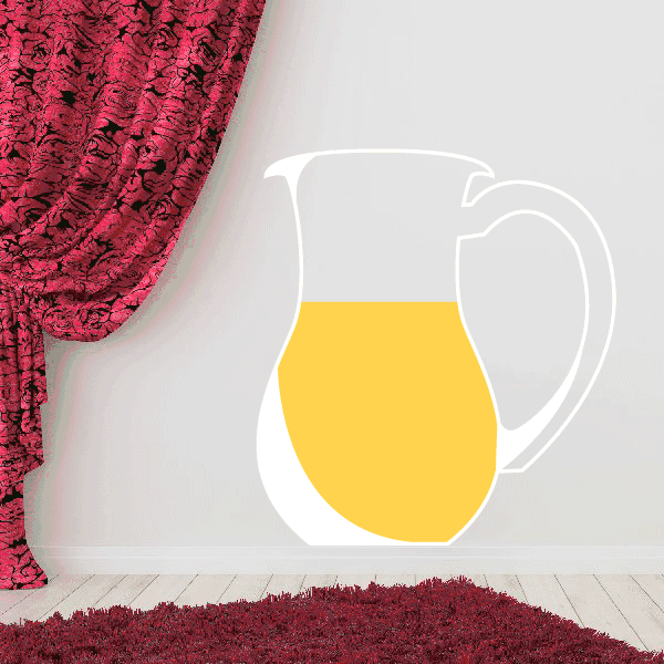Juice pitcher decal with white outline and solid yellow pitcher shape