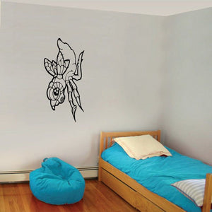 Jumping armored flea wall decal, black outline insect character