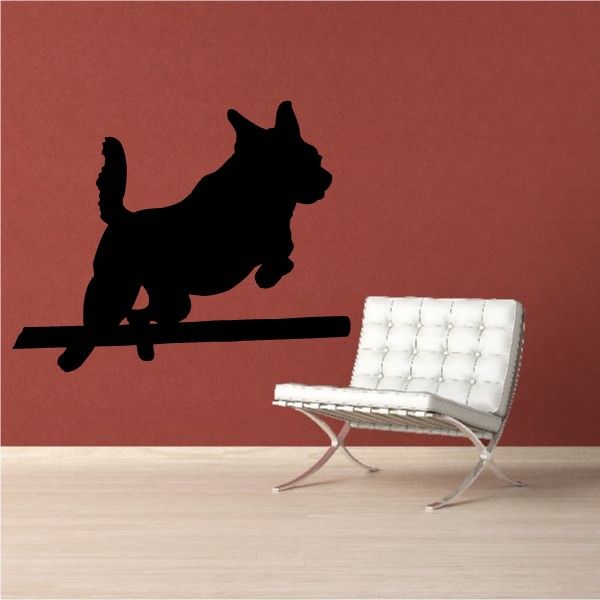 Black jumping Australian cattle dog silhouette wall decal