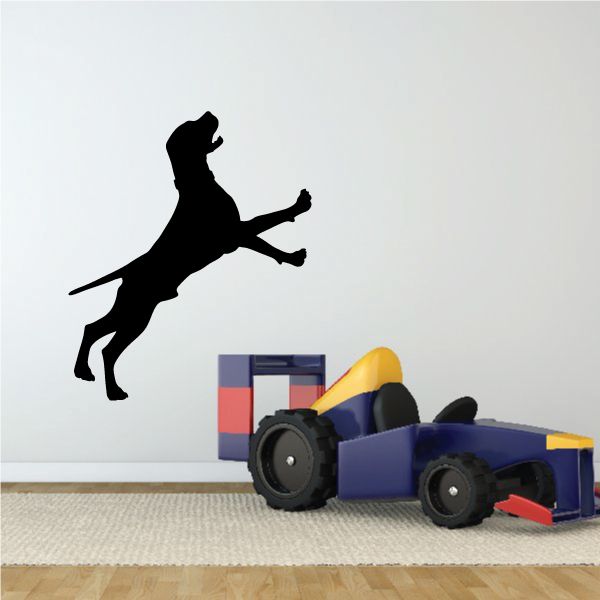 Jumping coonhound decal, black dog silhouette
