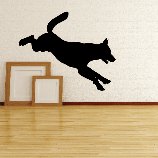 Image of Jumping Down Wolf Silhouette Decal