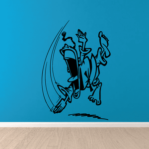 Black judo action decal with jumping fighter and sweeping motion lines
