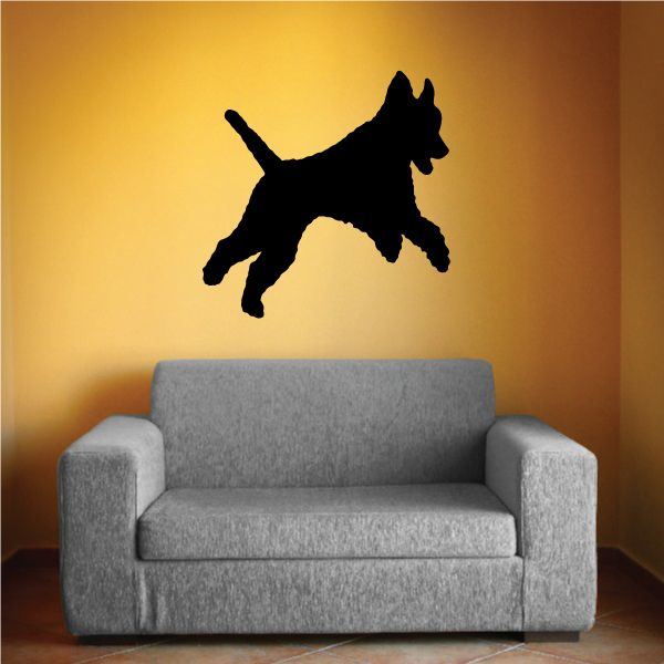 Black jumping poodle vinyl decal silhouette