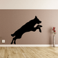 Black jumping wolf silhouette wall decal