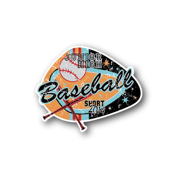 Baseball-themed vinyl sticker with Junior High text and bat-and-ball graphic