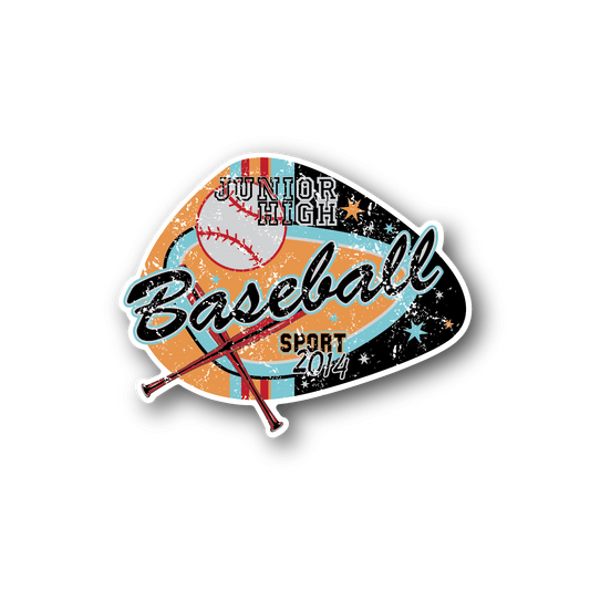Baseball-themed vinyl sticker with Junior High text and bat-and-ball graphic