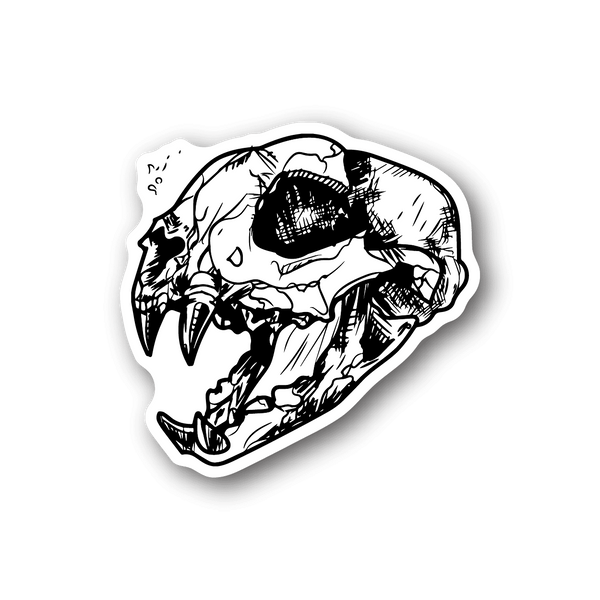 Skull vinyl sticker with black-and-white detailed jaw and teeth