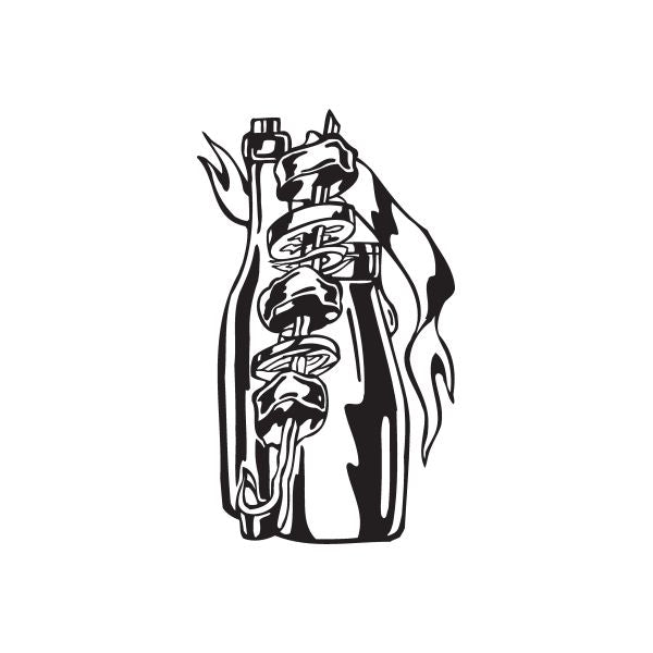 Kabob decal sticker with black-and-white illustrated figure holding kebab skewers