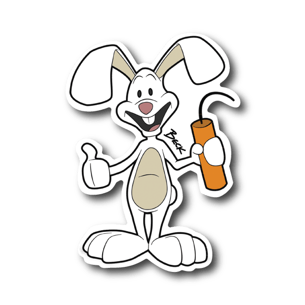 Image of Kaboom Dynamite Rabbit Vinyl Sticker