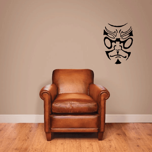 Kabuki mask wall decal with a black stylized face