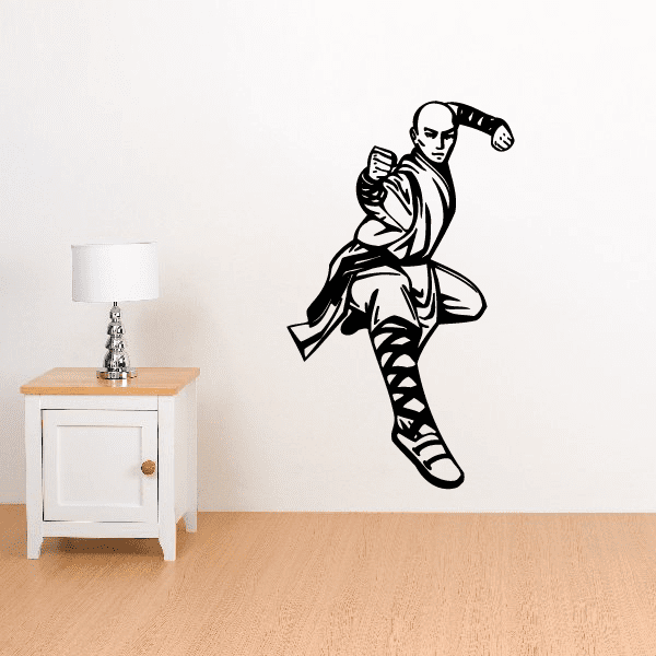 Karate fighter wall decal vinyl sticker, black die-cut karate pose