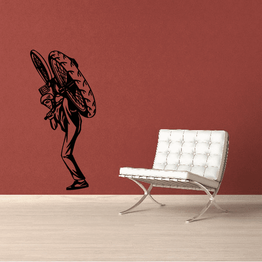 Karate wall decal sticker, black martial artist figure in fighting stance