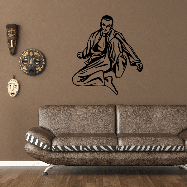 Karate wall decal of a seated martial artist