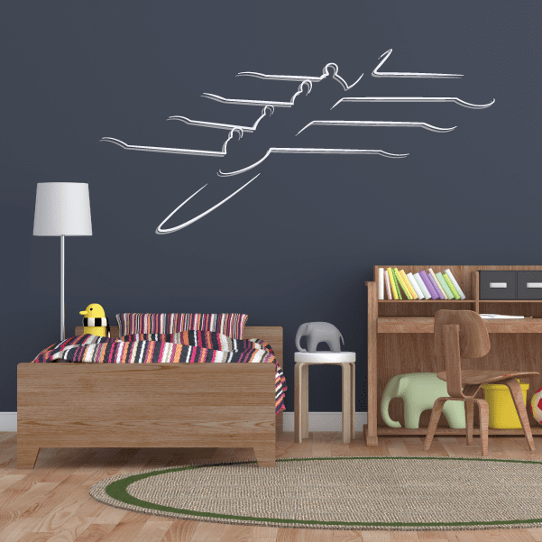 Kayak wall decal sticker with white outline of a kayak and paddles