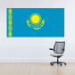 Kazakhstan flag sticker, rectangular blue with yellow sun and eagle emblem