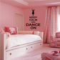 Vinyl wall decal with dancing figure and text "KEEP CALM AND DANCE ON"