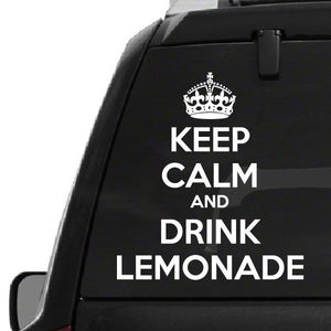 Car window decal with crown and text KEEP CALM AND DRINK LEMONADE