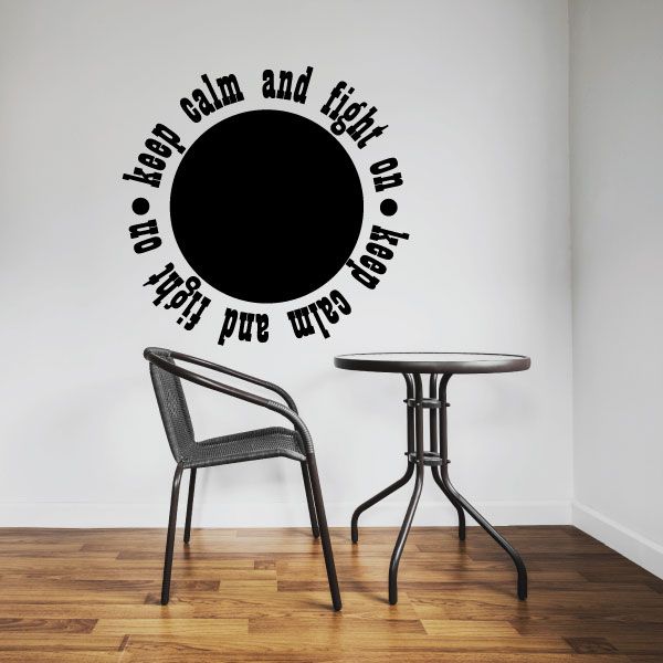 Round cancer awareness wall decal with black circle and curved motivational text