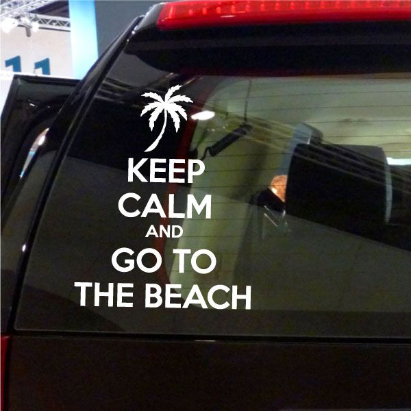Beach decal with white palm tree and text: KEEP CALM AND GO TO THE BEACH