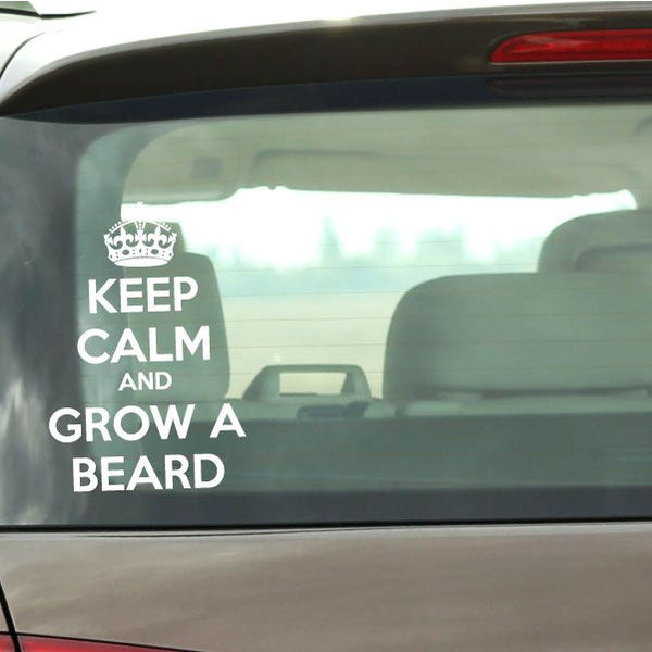 Keep Calm and Grow a Beard wall decal with crown icon