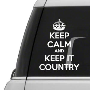 Car decal with crown: 'Keep Calm and Keep It Country'