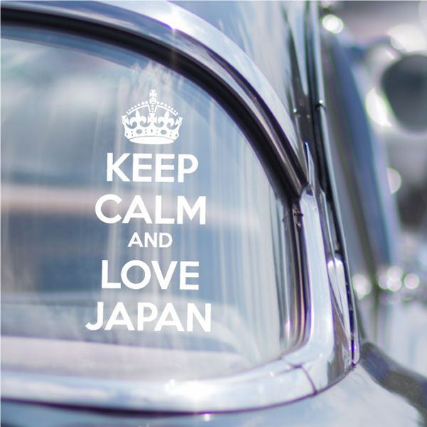 Keep Calm and Love Japan decal with crown and stacked white lettering