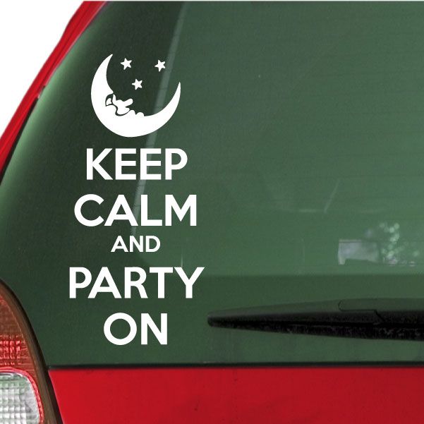 Image of Keep Calm and Party On Moon Decal