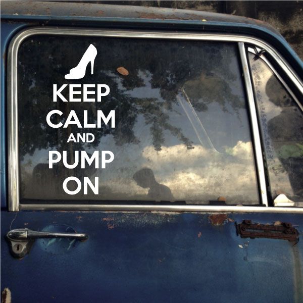Keep Calm and Pump On vinyl decal with dumbbell icon and bold white text