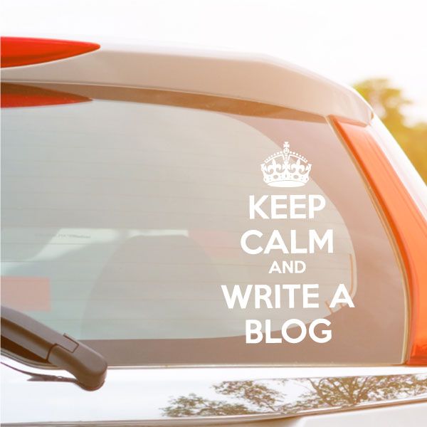 Vinyl decal with crown and text: KEEP CALM AND WRITE A BLOG