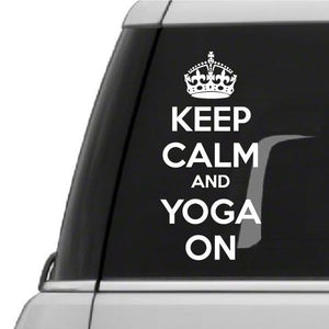 Yoga decal with crown reading KEEP CALM AND YOGA ON