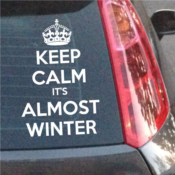 Keep calm winter decal with crown icon and large white lettering