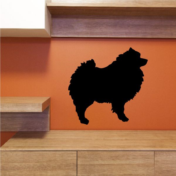 Keeshond decal silhouette of a black dog in side profile