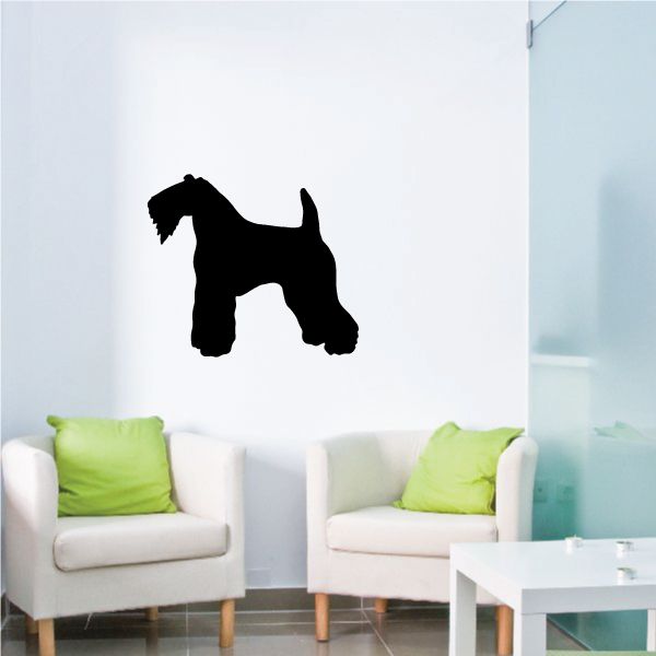 Kerry Blue Terrier silhouette decal, black dog standing side view