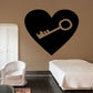Black heart-shaped key decal with key outline icon