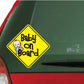 Baby on board sticker, yellow diamond with cartoon baby holding arms