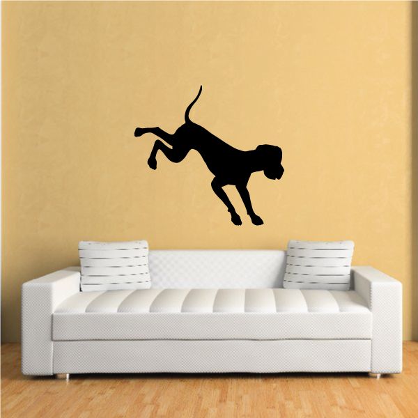 Black Great Dane kicking wall decal silhouette