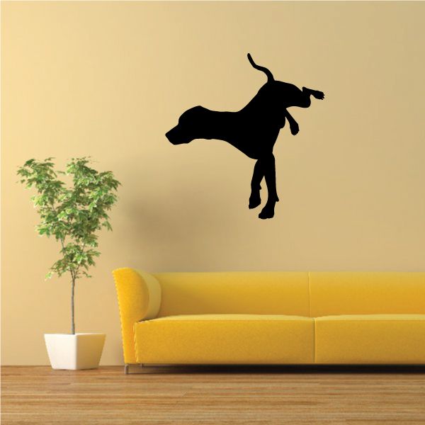 Black jumping dog kicking decal silhouette
